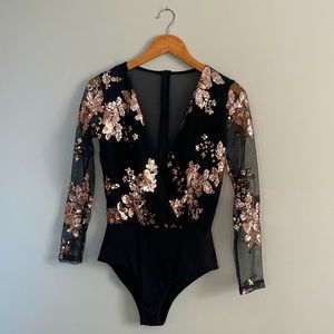 Sequin mesh bodysuit